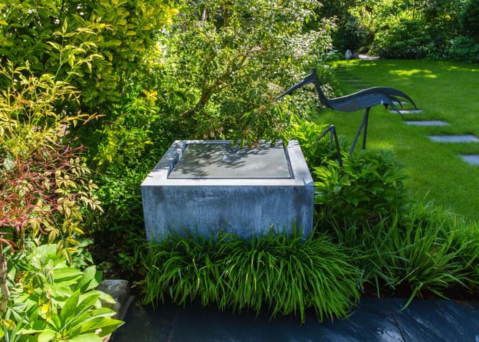 Raised Stone Cube Garden Water Feature